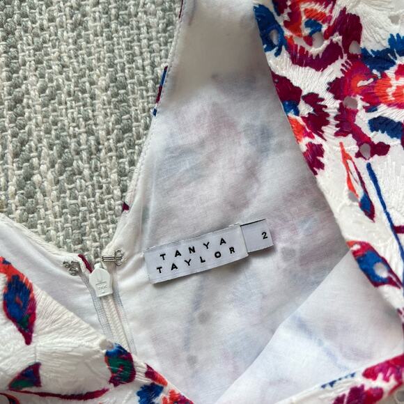 Tanya Taylor White Embroidered Sleeveless Mini Dress Women’s Size 2 - Picture 8 of 10